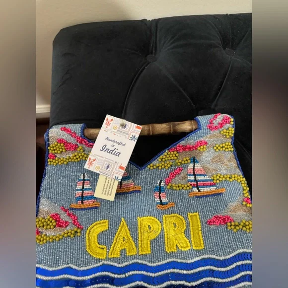 Beaded 'Capri' Tote with Bamboo Handles - Picture 7 of 11